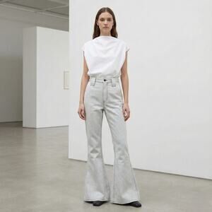 TOIT VOLANT High Rise Kick Flare Jean Pants in Gray Size 26